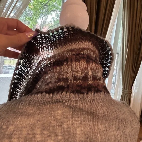 Free People Cozy Patterned Cardigan in Gray and Brown - Picture 4 of 7